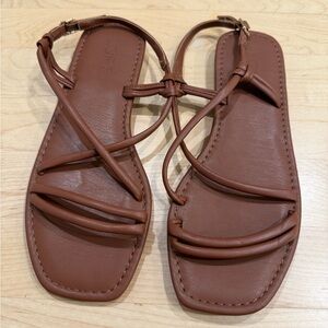 LOFT Brown Strappy Knot Front Flat Sandals